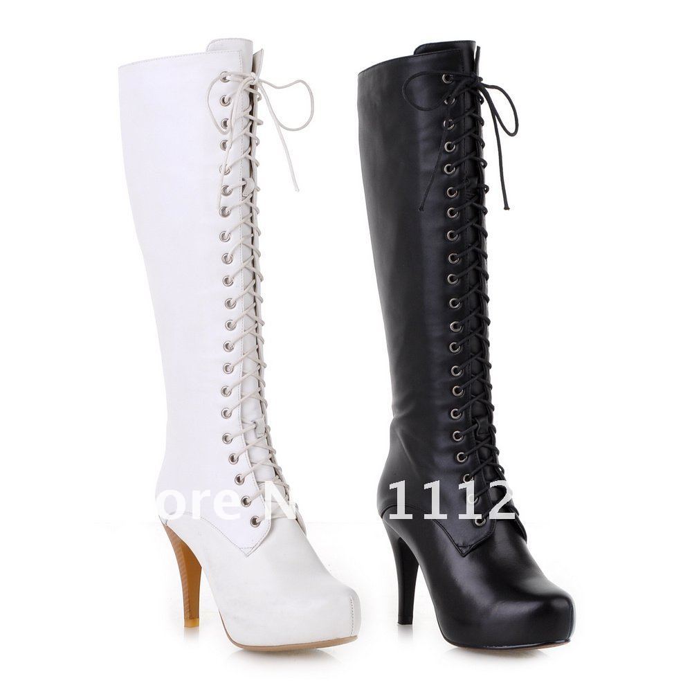 full grain leather free Shipping New Arrival women Riding boots knee high hot sale platform ...