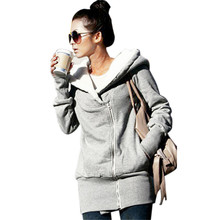 Hot Sale 2016 Womens Hoodies Winter Autumn Warm Fleece Cotton Coat Zip Up Outerwear Hoody Sweatshirts Sport Suit Long Jacket