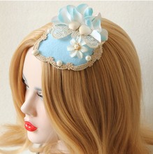 Free ship light blue flowers lace shell medieval hair decoration stage costume accessory