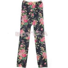 New 2014 Stylish Flower Print Kids Stretch Leggings Practical Children s Clothing Lovely Girls Leggings