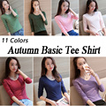 Korean Fashion Women Tee Shirt Autumn Long Sleeve Round Collar All match beautiful T Shirt Women