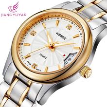 Weide 2015 de marcas de lujo relojes mujer acero inoxidable movimiento de japón del reloj calendario reloj de cuarzo relogios