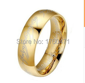 2015 New 7MM Stainless steel Lord men rings 18K Gold Ring The One Ring Rings Bilbo