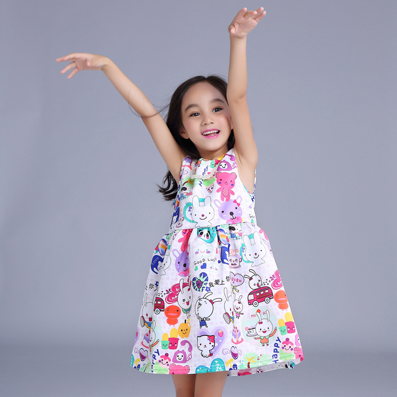 2016 New Girls Minnie Dress cartoon bunny cotton dress cute dressCharacter Dress Dot bike Puppy dogs