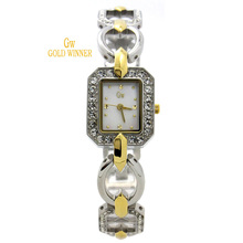 GOLD WINNER Brand Fashion Diamond Women Girls Shell Face Stainless Steel Waterproof Watches Quartz Watches Wristwatches