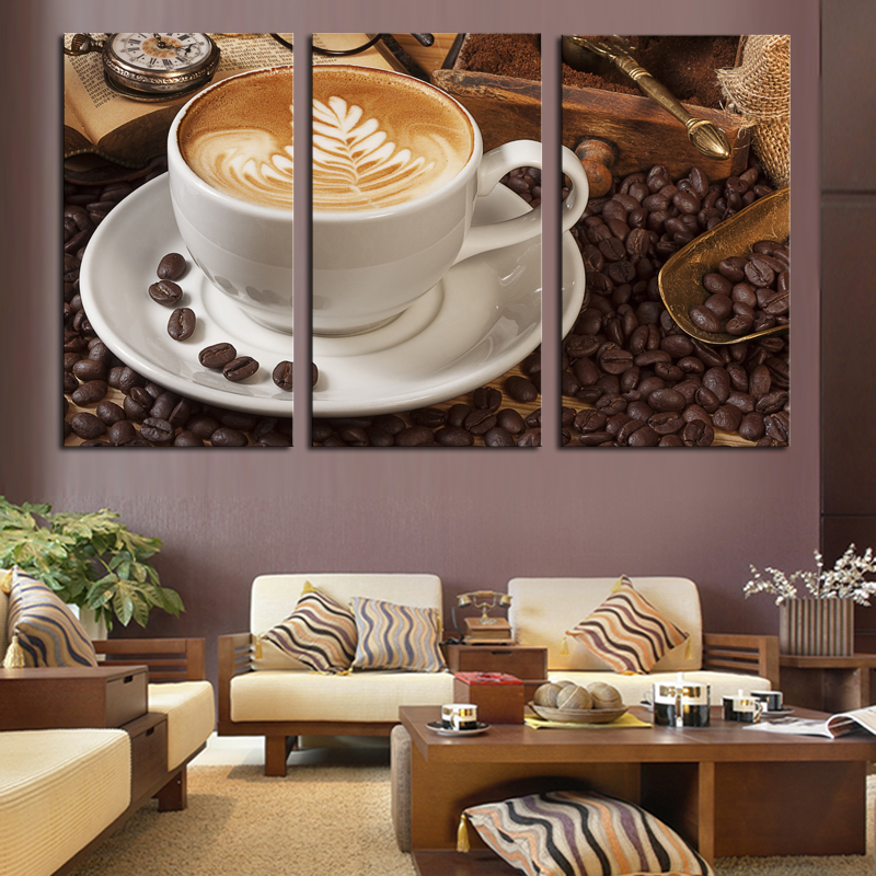 3 Panel Coffee Wall Art Picture Modern Painting Canvas Home Decoration Living Room Canvas Print--Large Canvas Art Unframed