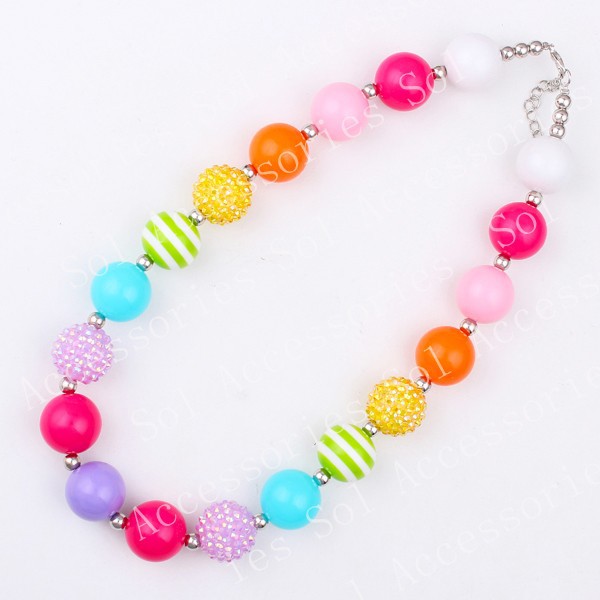 2PCSLot 2015 new hotsale design your own jewelry WholesaleRetail Colorful Bubblegum Chunky handmake Bead Necklaces