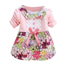 New Cute Baby Girls Clothes Kid One Piece Doll Collar Princess Lace Floral Dress Hot
