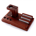 3 in 1 Vogue Pear Wood Base Bracket Docking Mount Charging Holder Stand for Apple Watch