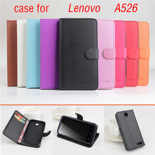 Lychee Fashion  New Original Lenovo A526 Vertical Leather Case Flip Cover For Lenovo A 526 Case Phone Cover 9 Color