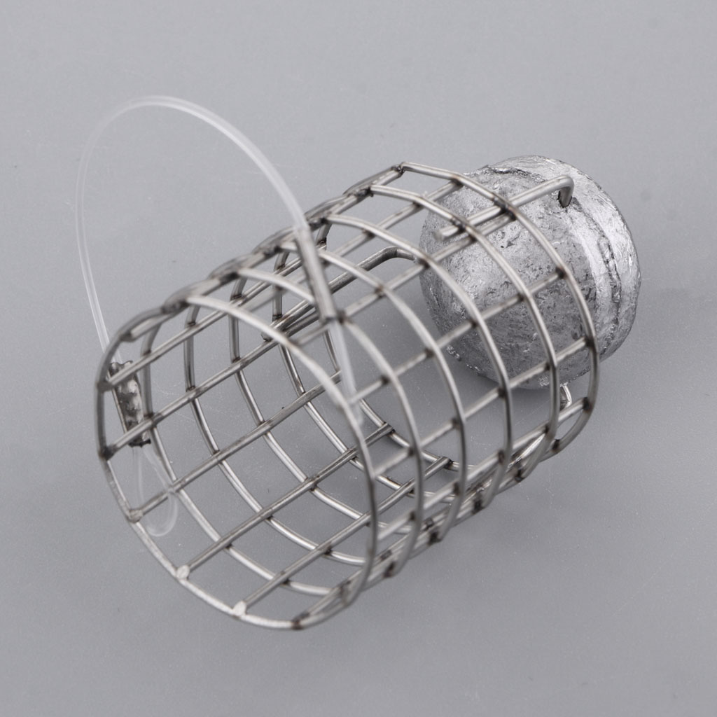 3 Size Lure Bait Cage Stainless Steel Wire Fishing Trap Basket K3E5 Holder R7W3 