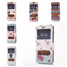 New 2015 Amazing Funny Flower Tribe Owl Pattern Window PU Leather Flip Case Cover For Xiaomi Mi4 Mobile Phone Accessories
