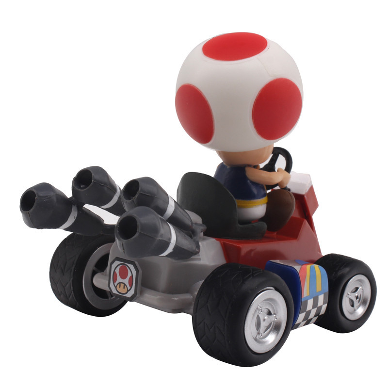 Spielzeug Super Mario Bros Kart Zurückziehen Racer Mini Spielfiguren Auto 6x Car 