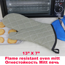 (1 piece)13 inch Flame Resistant and heat resistant Cotton canvas Oven Mitt for Kitchen/Outdoor BBQ tableware Accessories