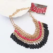 2015 Bohemian Tassels Drop Vintage Gold Choker Chain Statement Necklaces Pendants Fashion Jewelry For Woman