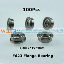 100Pcs F623 Flange bearing 3*10*4mm With flange Edge Laser Level Instrument Laser line instrument For 3D Printer Accessories