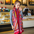 Ideacherry Fashion Brand Ladies Scarf Cotton Cashmere Oversize Red Shawl Scarf Winter Women Nation Style Tassel