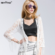 FROMMAZZ 2016 New Feminias Blusas Shirt Lace Chiffon Blouse Casual Vintage Kimono Cardigans Tassels Blouses Women Tops FS16017