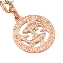 12 Constellation Round Pisces design glittering Necklace 18K yellow gold plated Fashion Jewelry Necklace & Pendants LN454