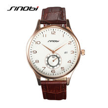 SINOBI Luxury Brand Fashion Genuine Leather Calendar Analog Quartz Watch Business Men Dress Watch Relogio Masculino SN12
