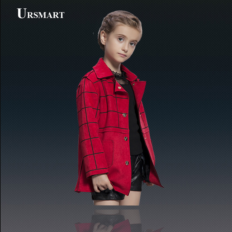 Candydoll Plaid Girls Tench Coat  Autumn Winter Girls Trend Style Coat Suedette Girls Jackets Kids Outwear Children's Clothing