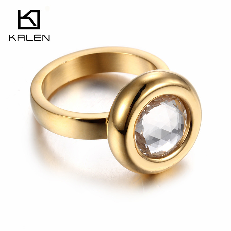 kalen new fashion dubai gold color rings stainless steel bagues femme gray stone cheap party engagement - Wedding Ring Prices kalen new fashion dubai gold color rings stainless steel bagues femme gray stone cheap party engagement - Wedding Ring Prices