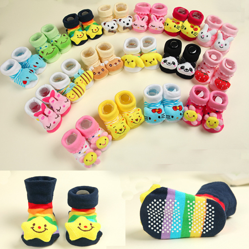 12 Style Lovely Cute Newborn Baby Socks Animal Cartoon Doll Infant Socks Model Anti-slip Boys Girls Socks