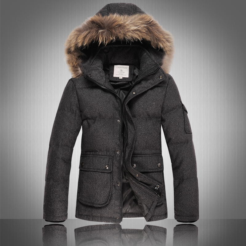 top quality 2015 new down jacket men whte duck down filler hood winter coat men thicken