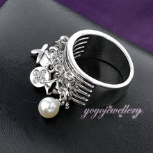 2015 New Arrival Fashion Key Ring pear and Lock adorns antique silver rings cuff for female