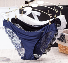 Women Lace Sexy Panties Ultra Thin Transparent Flower Embroidered Patterned Plus Size Underwear Seamless Briefs 6Colors