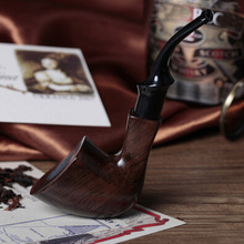 Handmade ebony filter pipe tobacco smoking accessories Bent Style W/ Gift box wooden Smoke pipe filter cigarette holder
