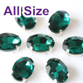 Emerald Oval Sew On Rhinestone with Claw