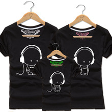 Men & Women Boys Family Matching Outfits, Cartoon Cotton T Shirt Kids 3D Headphone Music Tee Children Beach T-shirt Tops Clothes