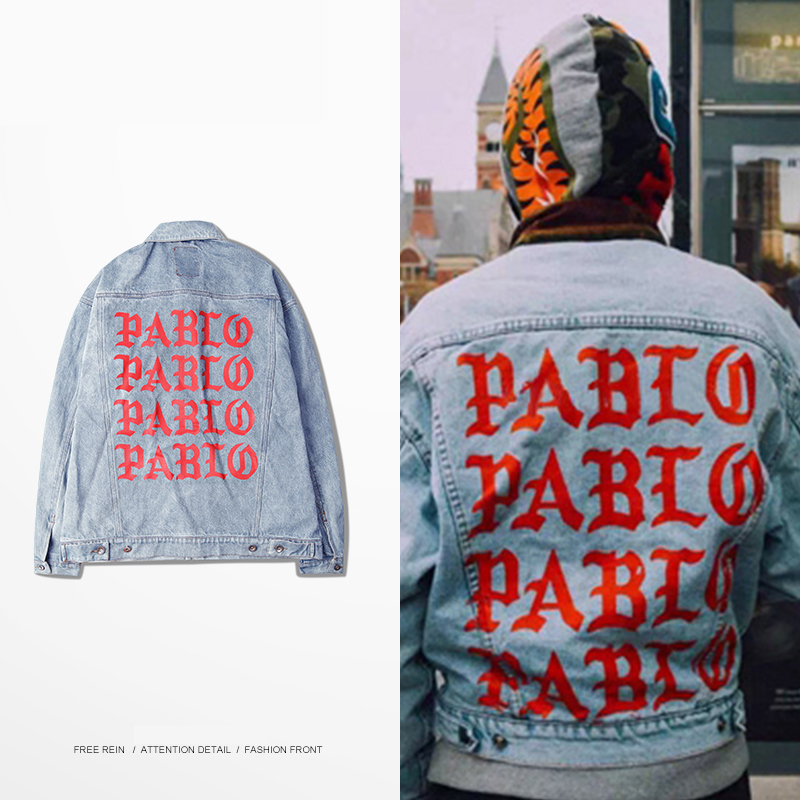 Hip Hop I Feel Like Pablo Men Denim Jacket Fashion 2016 Brand Clothes Kanye West Jacket Yeezus Outdoor Coat Veste Homme AMD336