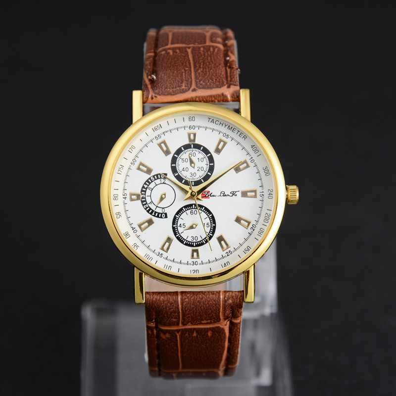 2015 new men costly quartz watches fashion leisure business men s watch leather strap brand sports