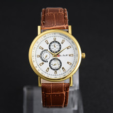 2015 new men costly quartz watches, fashion leisure business men’s watch, leather strap brand sports watch