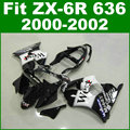 Hot sale Fit for Kawasaki ZX6R fairing kit 2000 2001 2002 white black WEST ZX 6R
