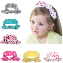 1 pieces new Cute Baby Bow Knot Elasticity Headband Girls Rabbit ears Hair Band Cotton Headwear Children Hair Accessories W189