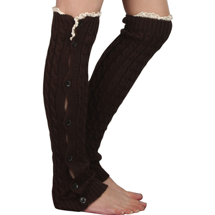 Retail-button-down-lace-trim-women-fashion-leg-warmers-knit-cable-boot-socks-5-colors-Free (2)