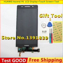 Original LCD Display Screen with touch screen digitizer Glass for Huawei P6 black + tools Free shipping