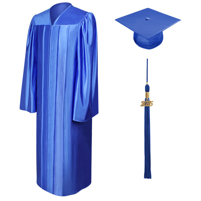 Master Gowns, Master Cap, Shiny Royal Blue Graduation Gown Caps and