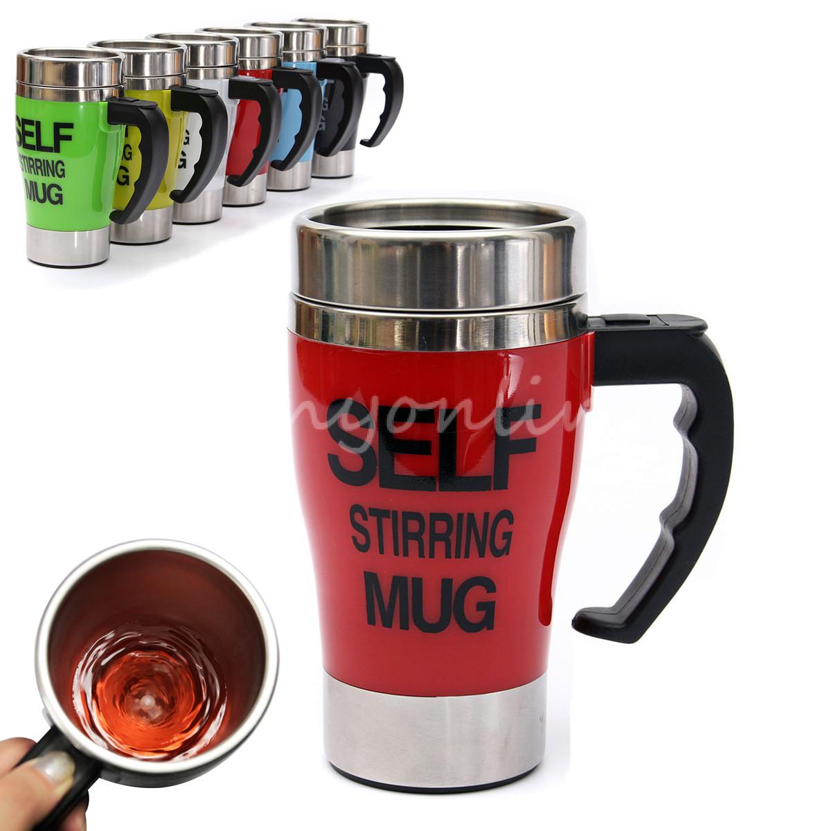 New Stylish 6 colors Stainless Steel Lazy Self Stirring Mug Auto Mixing Tea Milk Coffee Cup