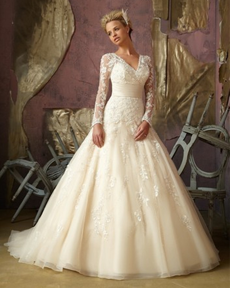 Wedding Champagne Wedding Dresses compare prices on champagne lace wedding gown online shoppingbuy long sleeves light dress v neck floor length bridal bride dress