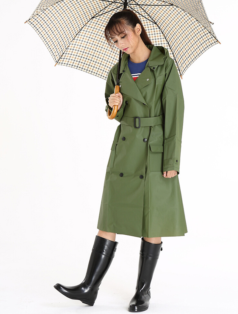 Trench Coat font b Vintage b font font b Raincoat b font Hooded Woman Rainwear Double