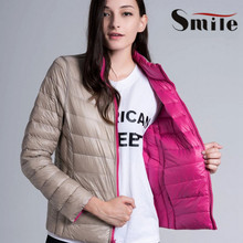 Women Double Faced Jacket Womens Reversible Ultra Light Weight Down Jakcets Ladies Short Waterproof Lightweight Jacket New