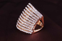 Senior Jewelry Covered With Austrian Crystals 18k Gold Ring Hyperbole Rings For Women Gift Free Shipping
