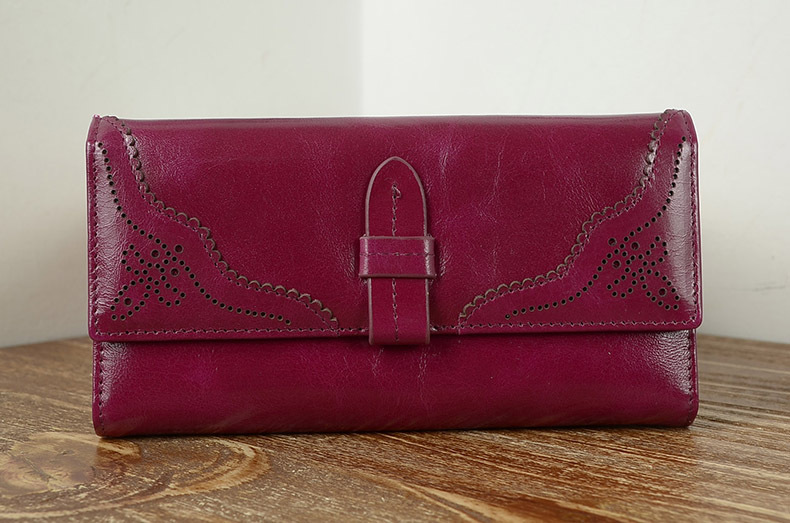 Imported Grain Leather Korea Style Burnished Leather Women's Long