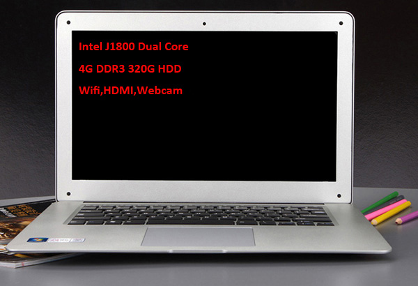 Free Shipping 14 inch Laptop Computer Notebook 4GB DDR3 320GB Intel J1800 Dual Core 2 41GHZ