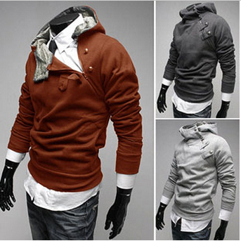 New 2015 men\'s winter hooded sweater thick metal b...