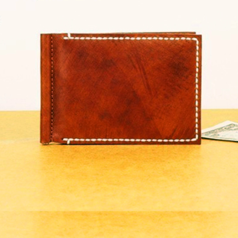 Handmade Money Clip Wallet Luxury Italian vegetable Leather Money Clip Wallet Slim Money Clip 4 Card Slots Men Wallets N057